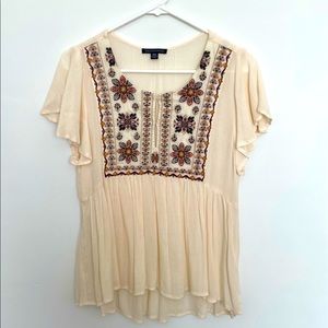 American Eagle, Cream, Flow-y peplum top, XS